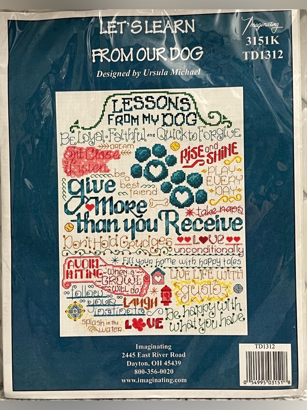 Imaginating Lessons From My Dog Counted Cross Stitch Kit Ursula Michael TD1312